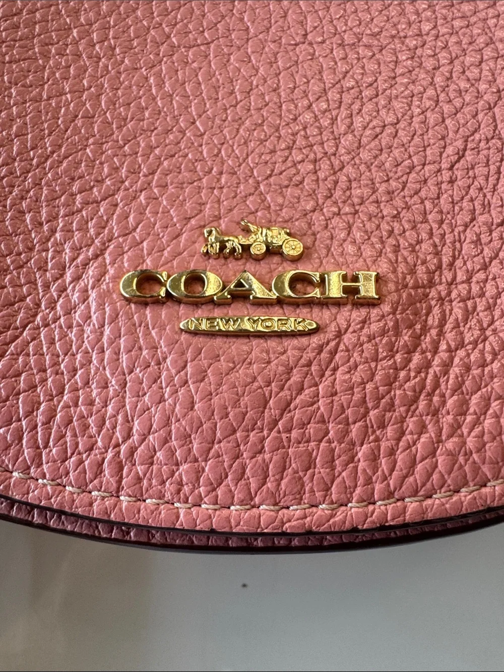 Coach Ellen Pink Pebbled Leather Saddle Crossbody with Butterfly Charm